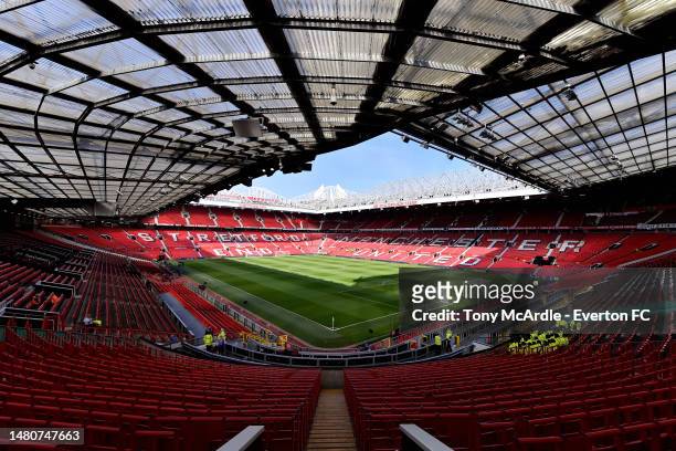 General view before the Premier League match between Manchester United and Everton FC at Old Trafford on April 08, 2023 in Manchester, England.