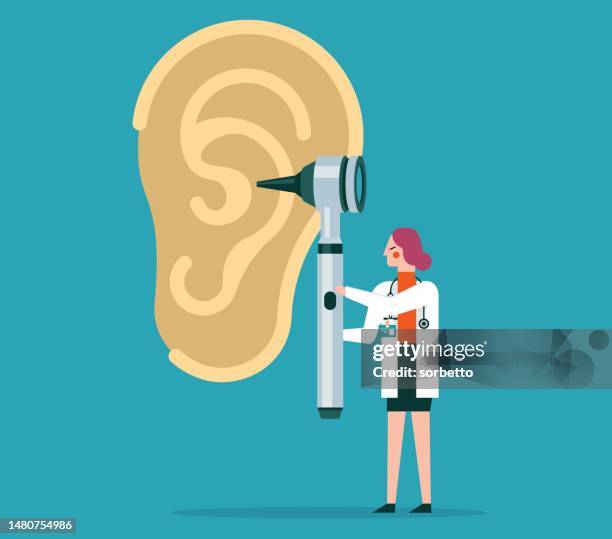 human ear - female doctor - earlobe stock illustrations