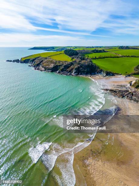 mothecombe beach at red cove in devon - devon stockfoto's en -beelden