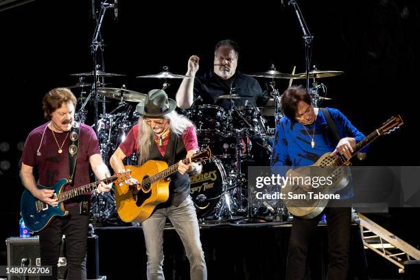 Tom Johnston, Patrick Simmons and John McFee from the Doobie Brothers performs at Bluesfest Melbourne 2023 on April 08, 2023 in Melbourne, Australia.