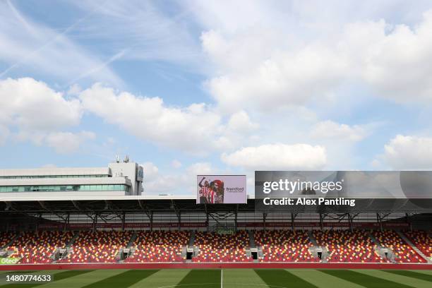 General view inside the stadium prior to the Premier League match between Brentford FC and Newcastle United at Brentford Community Stadium on April...