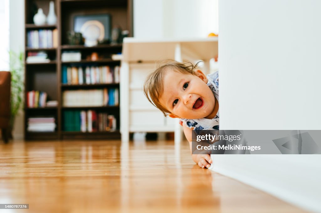 Baby Girl Crawling On The Floor