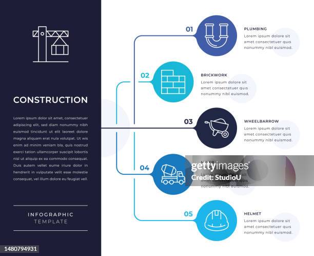 construction infographic design - steam roller stock illustrations