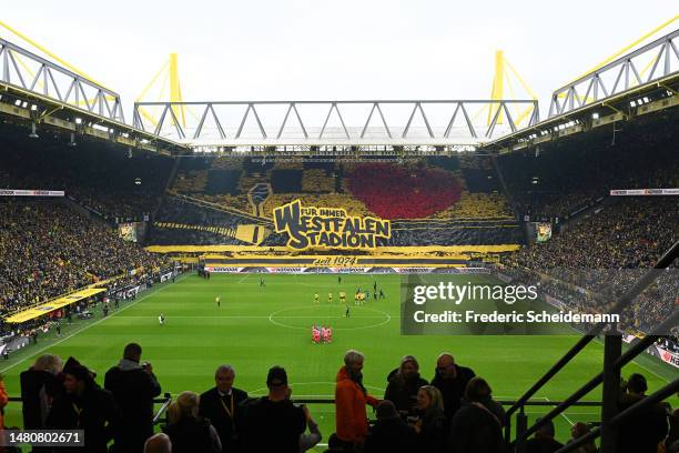General view inside the stadium prior to the Bundesliga match between Borussia Dortmund and 1. FC Union Berlin at Signal Iduna Park on April 08, 2023...