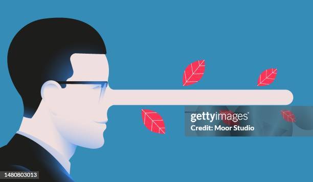 smiling man with long nose vector illustration - pinocchio stock illustrations