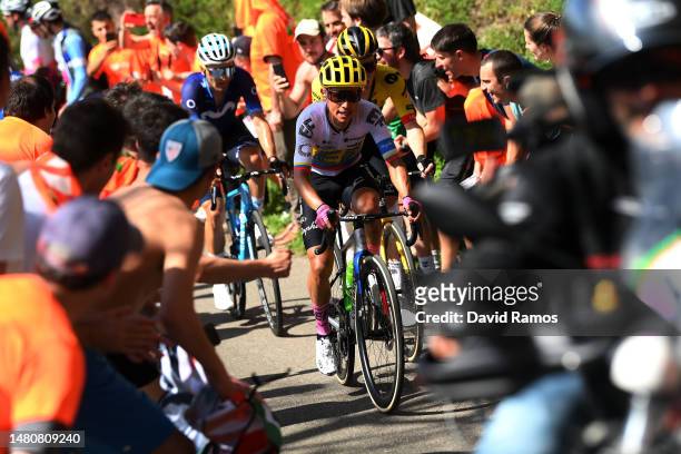 Ruben Guerreiro of Portugal and Movistar Team, Jhoan Esteban Chaves Rubio of Colombia and Team EF Education – Easypost and Steven Kruijswijk of The...
