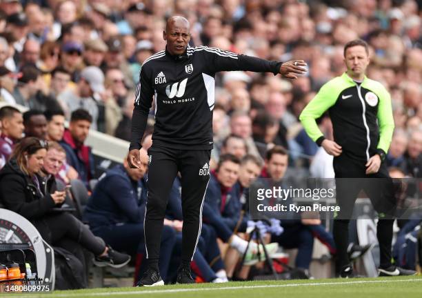 Luis Boa Morte, Assistant Head Coach of Fulham, during the Premier League match between Fulham FC and West Ham United at Craven Cottage on April 08,...