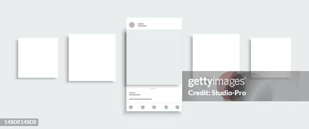 ilustrações de stock, clip art, desenhos animados e ícones de social network carousel skeleton template. post ui mockup. - enviar por correio