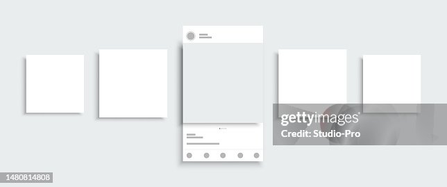 Social network carousel skeleton template. Post UI mockup. Social network carousel skeleton template. Post UI mockup.