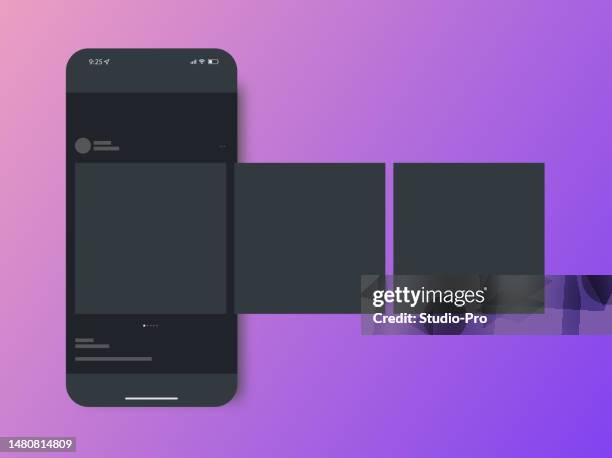 social network post mockup. smartphone similar to iphone with app ui template - iphone mockup 幅插畫檔、美工圖案、卡通及圖標