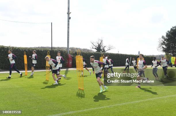 Arsenal training session at London Colney on April 08, 2023 in St Albans, England.