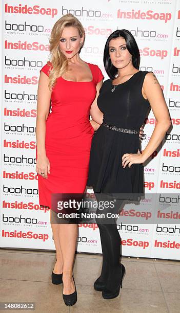 Catherine Tyldsley and Kym Marsh attend Inside Soap launch sponsored by BooHoo party ahead of London ceremony recognising soaps and their actors at...