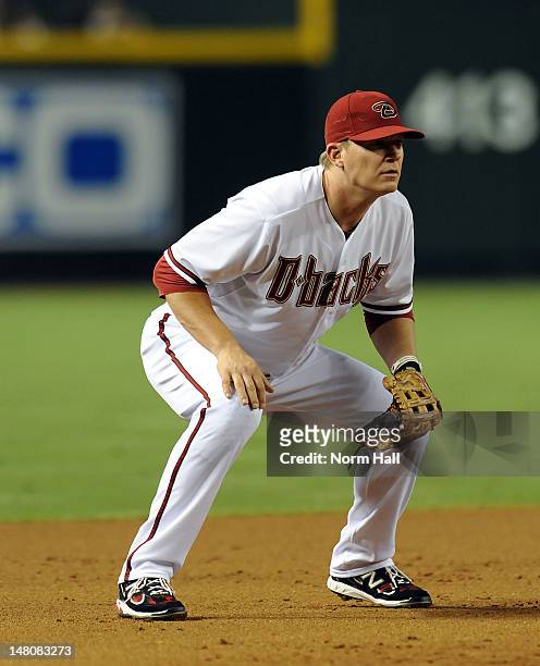 Jeff Blum of the Arizona Diamondbacks gets ready to make a play against the San Diego Padres at Chase Field on July 3, 2012 in Phoenix, Arizona.