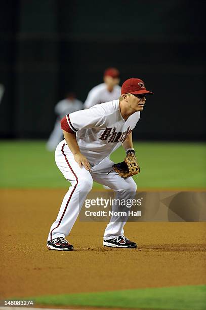 Jeff Blum of the Arizona Diamondbacks gets ready to make a play against the San Diego Padres at Chase Field on July 3, 2012 in Phoenix, Arizona.