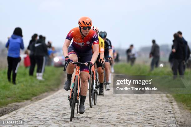 Marjolein Van 'T Geloof of The Netherlands and Team Human Powered Health compete during the 3rd Paris-Roubaix Femmes 2023 a 145.4km one day race from...