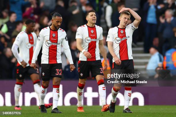 James Ward-Prowse of Southampton reacts after Jack Grealish of Manchester City scored their sides second goal during the Premier League match between...