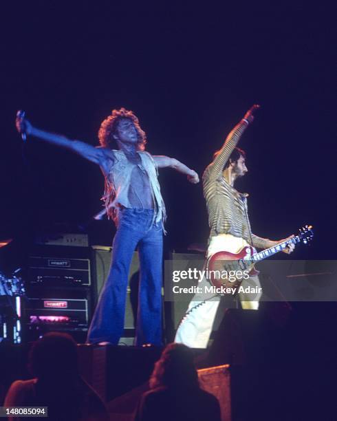 Roger Daltrey and Pete Townshend perform with The Who at The Gator Bowl in Jacksonville, FL on August 7, 1976.