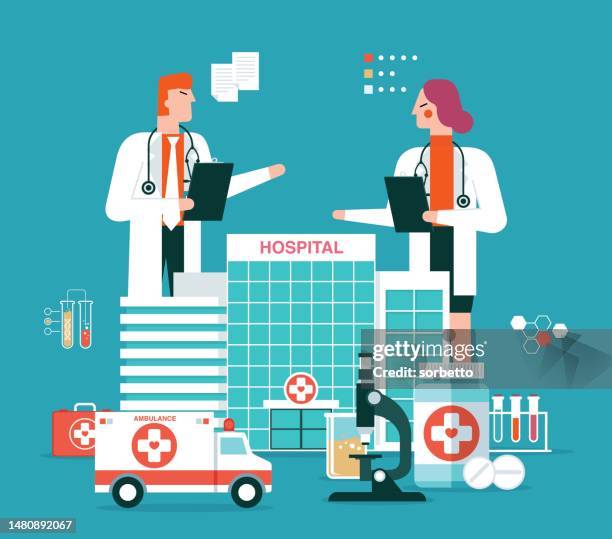 gebäudebestand des medizinischen krankenhauses - science stock illustrations stock-grafiken, -clipart, -cartoons und -symbole