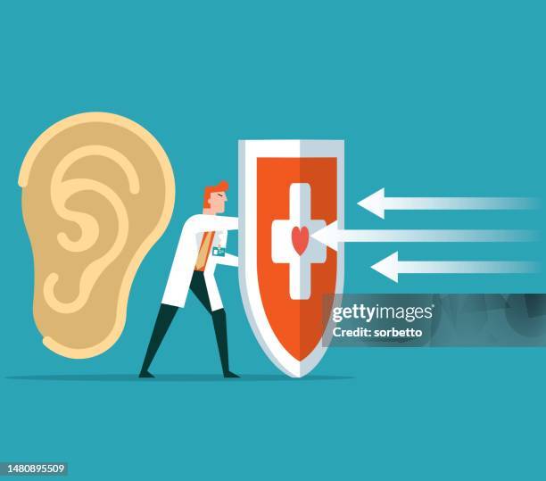 human ear protection - earlobe stock illustrations