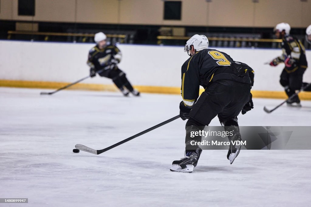 Ice hockey rink, team and competition game, arena match and winter skate championship, tournament and training event of contest. Men athlete players, indoor skating stadium and olympics sports action