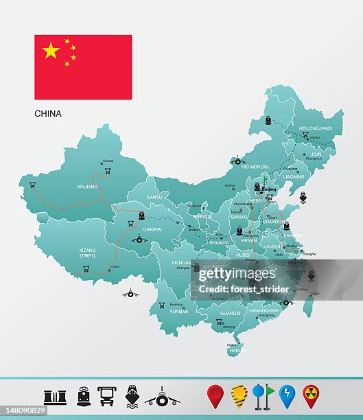 highly detailed china map - bhutan stock illustrations