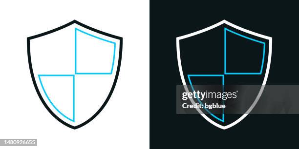 shield. bicolor line icon on black or white background - editable stroke - shield logo stock illustrations