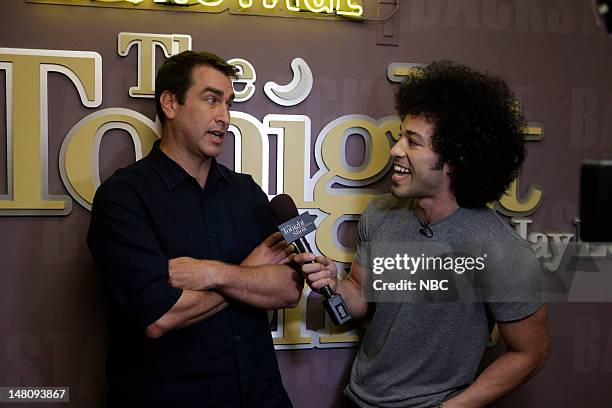 Episode 4282 -- Pictured: Actor Rob Riggle during an interview with Bryan Branly backstage on July 9, 2012 --