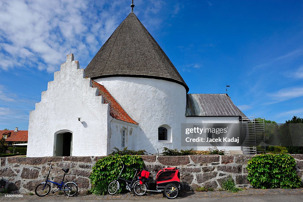 Round church on Bornholm island, Denmark, Europe