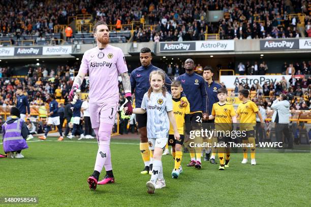 Jose Sa of Wolverhampton Wanderers walks out to the pitch ahead of the Premier League match between Wolverhampton Wanderers and Chelsea FC at...