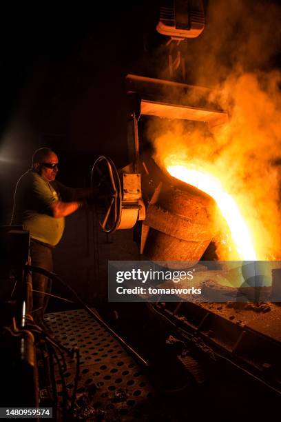 metal furnace and melted iron casting - molten stock pictures, royalty-free photos & images