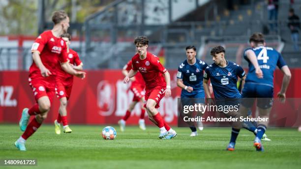 Daniel Gleiber of Mainz 05 in action during the A juniors german championship semi final leg one match between 1. FSV Mainz 05 and 1. FC Koeln at...