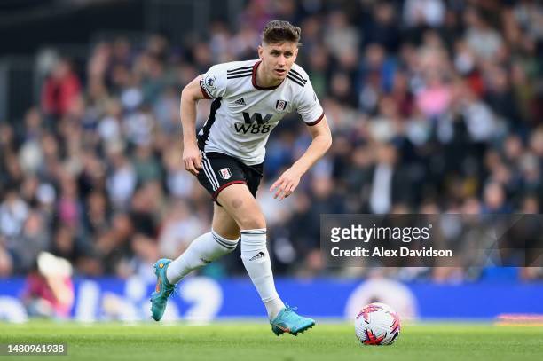 Tom Cairney of Fulham in action during the Premier League match between Fulham FC and West Ham United at Craven Cottage on April 08, 2023 in London,...