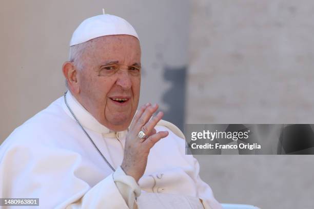Pope Francis leaves St. Peter's Square at the end of the Easter Mass on April 09, 2023 in Vatican City, Vatican. Following the liturgy, the Holy...