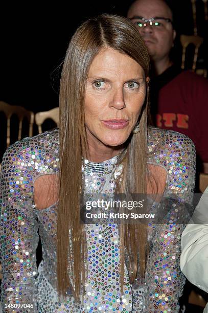 Anna Dello Russo attends the Ulyana Sergeenko Haute-Couture Show as part of Paris Fashion Week Fall / Winter 2012/13 at Theatre Marigny on July 3,...