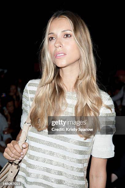 Aleksandra Melnichenko attends the Ulyana Sergeenko Haute-Couture Show as part of Paris Fashion Week Fall / Winter 2012/13 at Theatre Marigny on July...