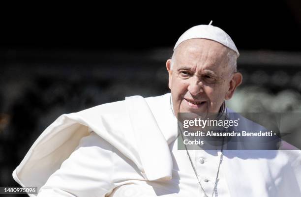 Pope Francis leads the Easter Mass in St. Peter's Square on April 09, 2023 in Vatican City, Vatican. Over 45,000 pilgrims filled a sunny St. Peter’s...