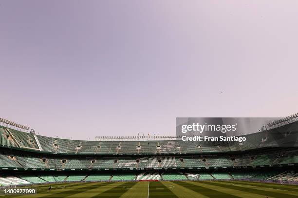 General view inside the stadium prior to the LaLiga Santander match between Real Betis and Cadiz CF at Estadio Benito Villamarin on April 09, 2023 in...