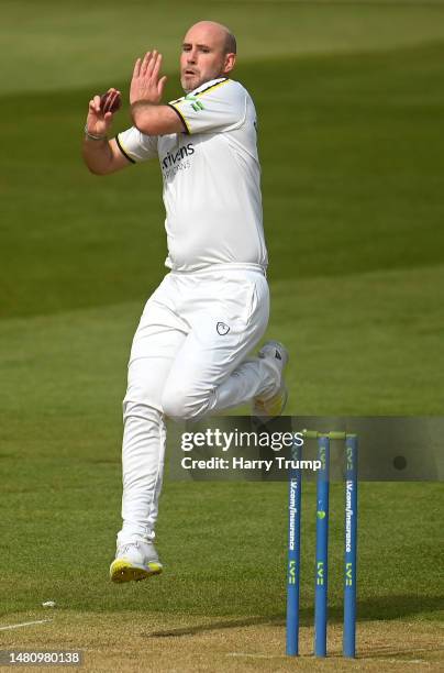 Chris Rushworth of Warwickshire in bowling action during Day Four of the LV= Insurance County Championship Division 1 match between Somerset and...