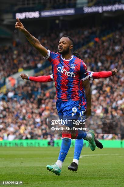 Jordan Ayew of Crystal Palace celebrates after scoring the team's second goal during the Premier League match between Leeds United and Crystal Palace...