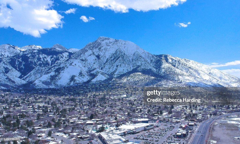 Mount Wasatch Drone Photo Of Salt Lake City The Wasatch Mountains And Mount Olympus ...