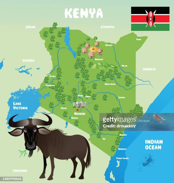 ilustrações de stock, clip art, desenhos animados e ícones de connochaetes in the kenya - malindi