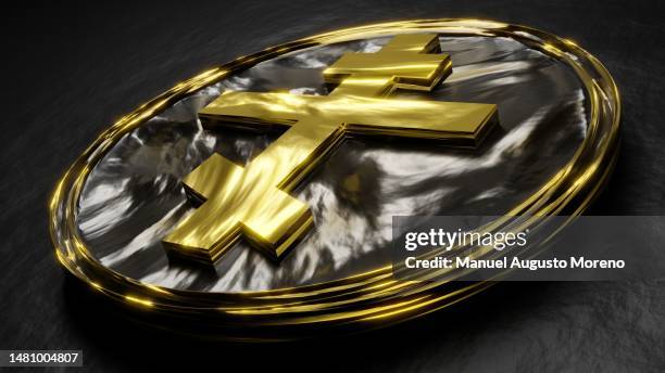 generic coin with the cross of orthodox christianity - greek orthodoxy stock pictures, royalty-free photos & images