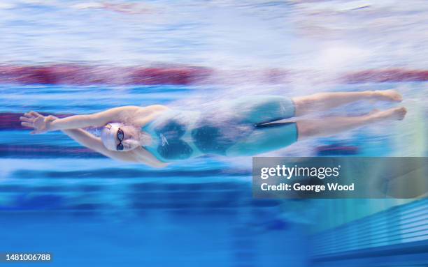 Evangeline Belt of Plymouth Leander competes in the Women 1500m Freestyle heats during Day Six of the British Swimming Championships 2023 at Ponds...