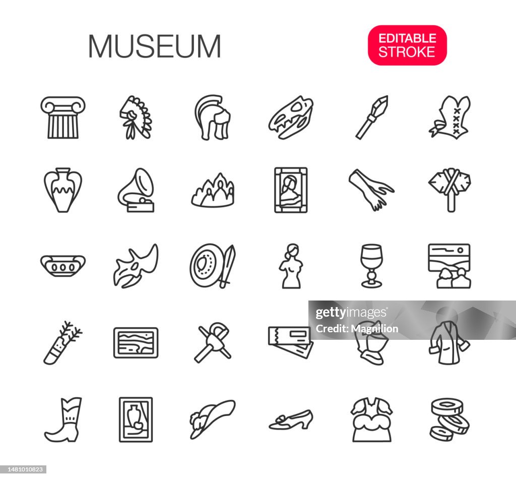 Los iconos de la línea de museo establecen trazo editable