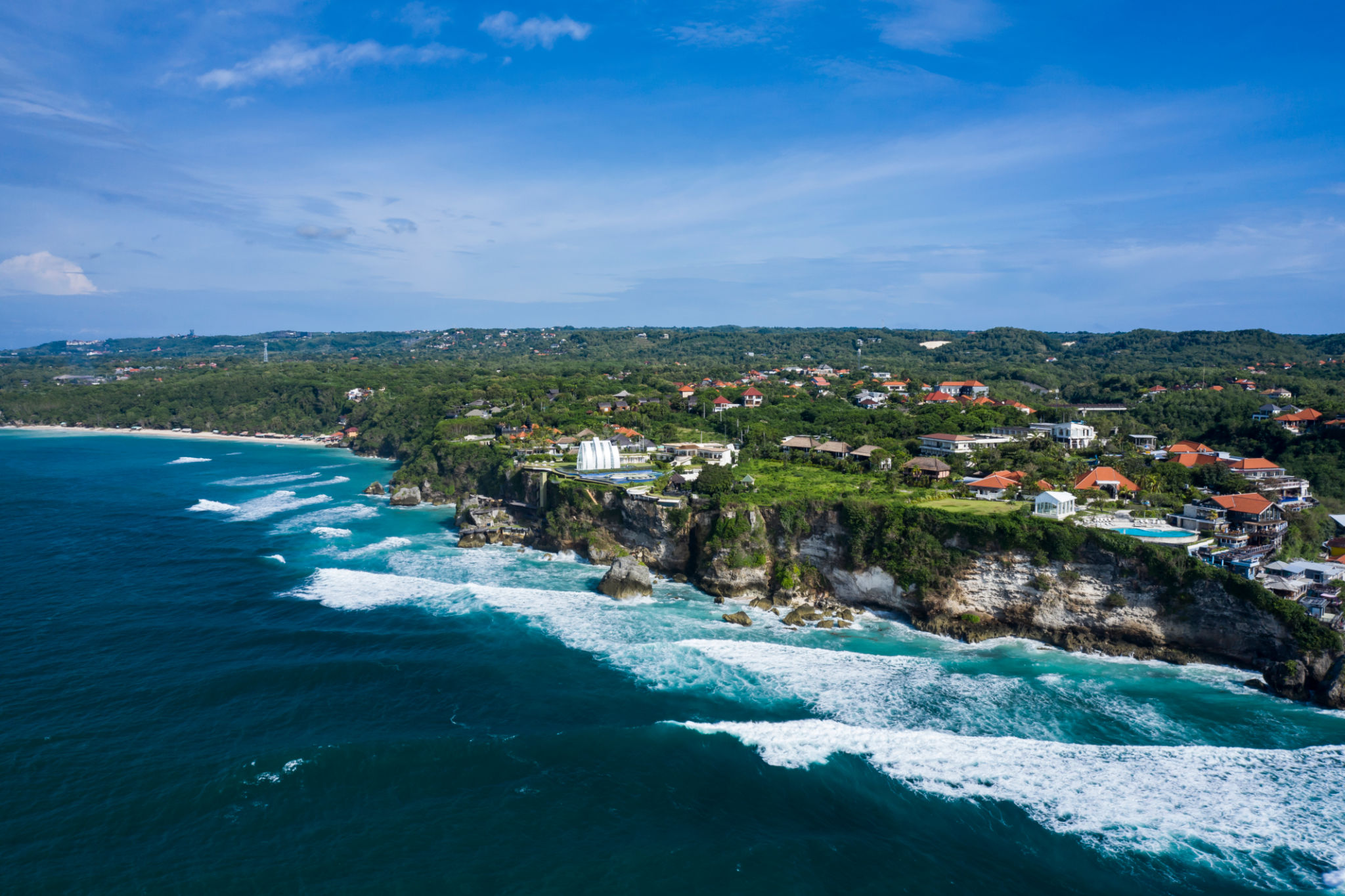 Uluwatu coastline by drone in Bali Indonesia Uluwatu coastline by drone in Bali Indonesia