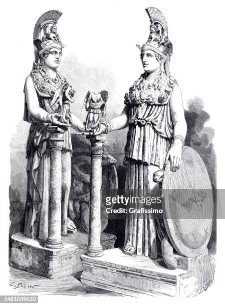 statue of minerva found in athenas - roman goddess 幅插畫檔、美工圖案、卡通及圖標