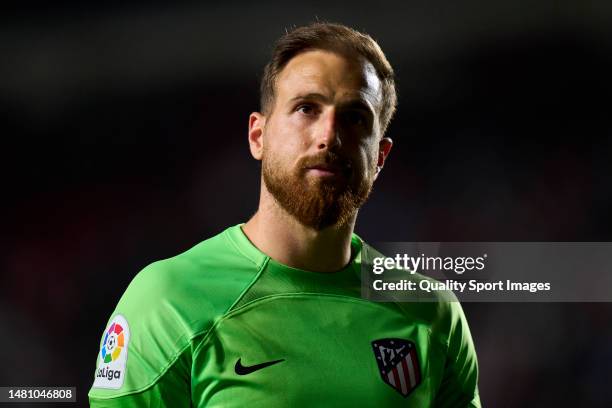 Jan Oblak of Atletico de Madrid looks on after the game during the LaLiga Santander match between Rayo Vallecano and Atletico de Madrid at Campo de...