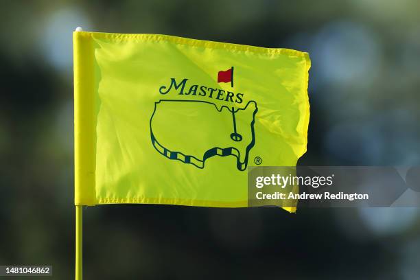 Detail of a pin flag during the final round of the 2023 Masters Tournament at Augusta National Golf Club on April 09, 2023 in Augusta, Georgia.