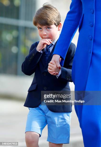 Prince Louis of Wales attends the traditional Easter Sunday Mattins Service at St George's Chapel, Windsor Castle on April 9, 2023 in Windsor,...