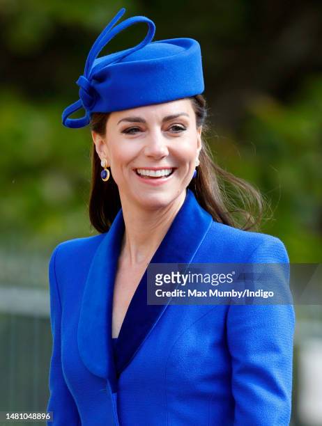 Catherine, Princess of Wales attends the traditional Easter Sunday Mattins Service at St George's Chapel, Windsor Castle on April 9, 2023 in Windsor,...